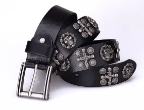 3 kinds Skull Leather Black Punk Belt Fashion Cinturones Ceinture Hombre luxury cinto masculino cinturon rocker riem cowboy