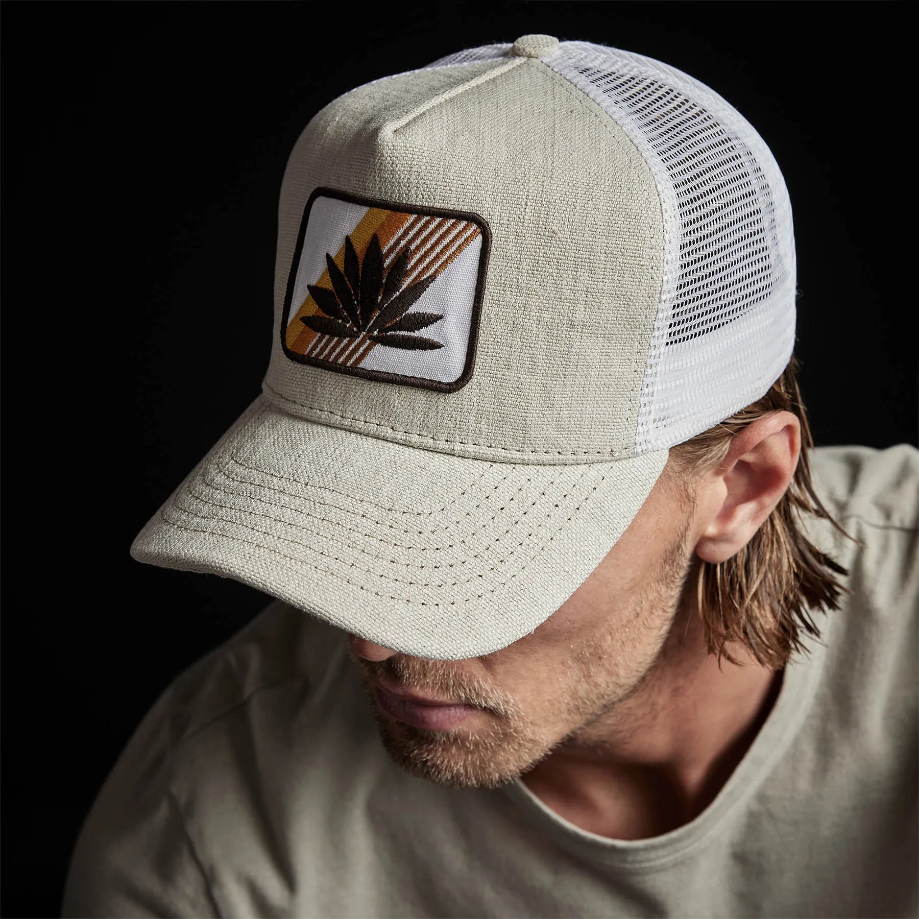 Agave Patch Linen Trucker Hat - Natural