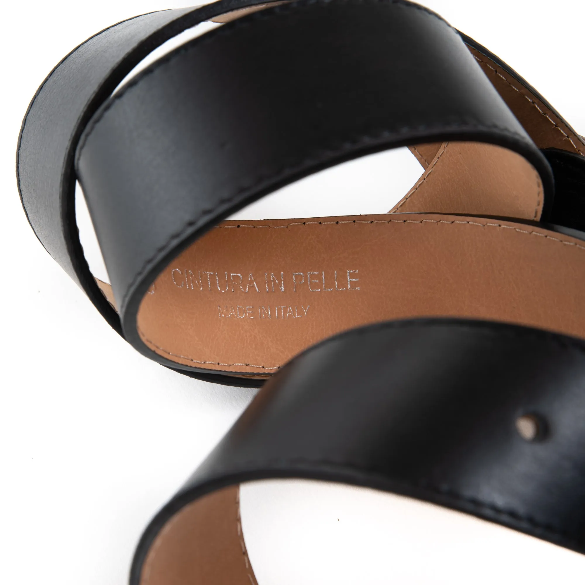 Black Real Italian Leather Wide Belt Pack of Two