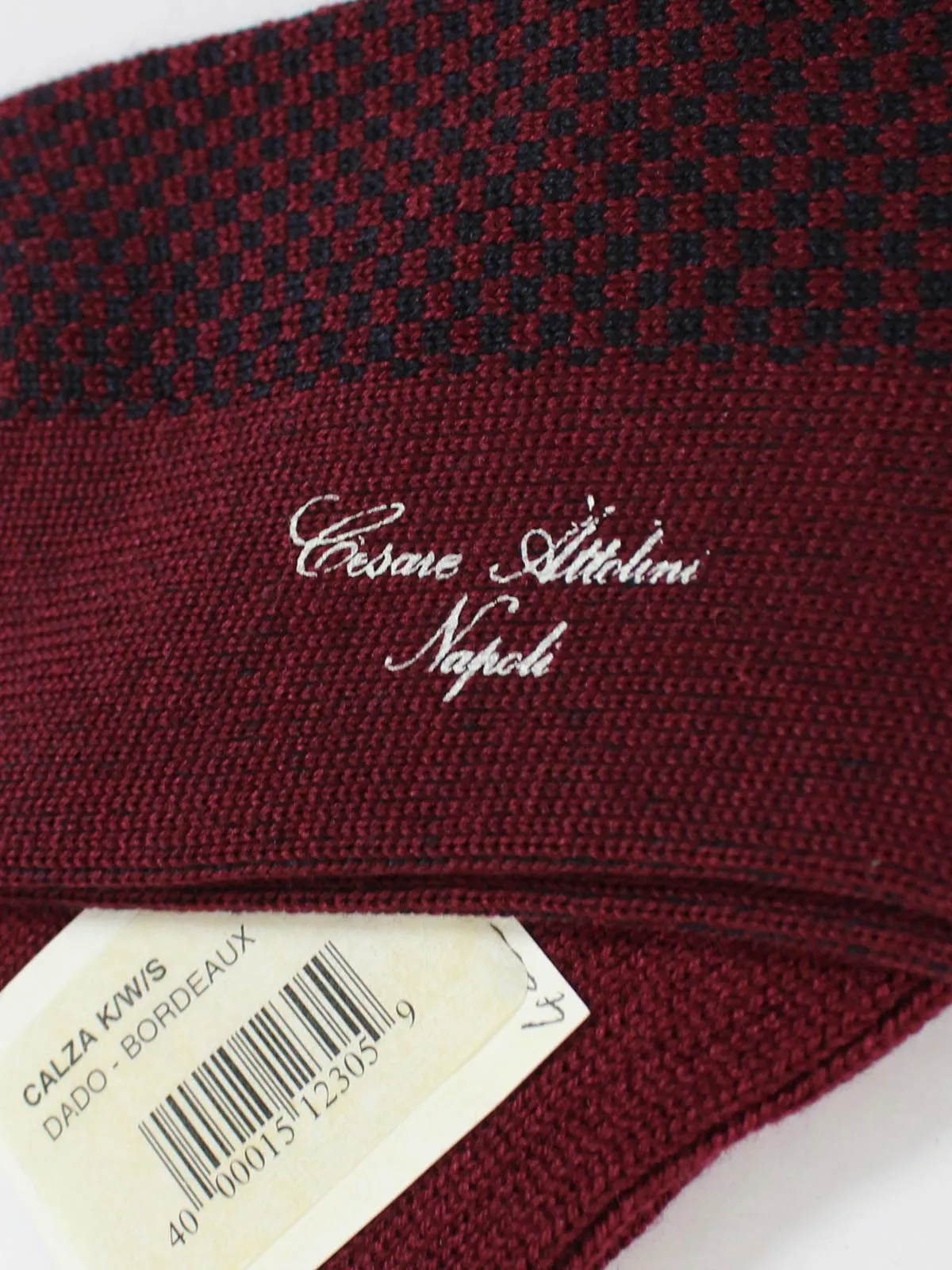 Cesare Attolini Cashmere Socks S Small - Bordeaux Design - Over The Calf