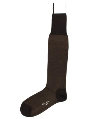 Cesare Attolini Socks US 11.5 / EUR 45 Brown Herringbone Over The Calf - FINAL SALE