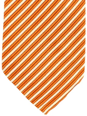 Cesare Attolini Unlined Tie Orange Stripes FINAL SALE