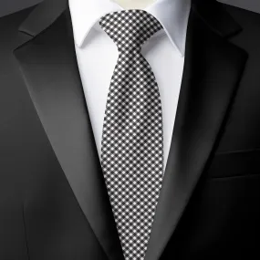 Chokore Black & White Gingham Silk Necktie - Plaids Range