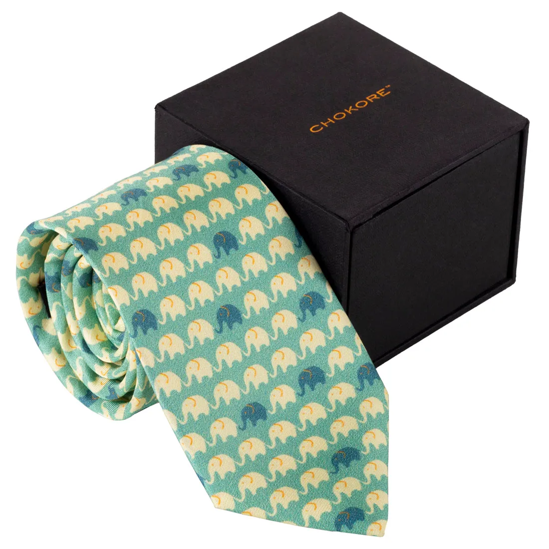 Chokore Green Silk Tie - Wildlife range