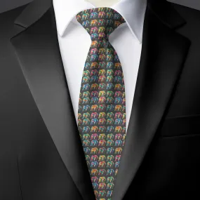 Chokore Multi-colour Elephants Silk Tie - Wildlife range