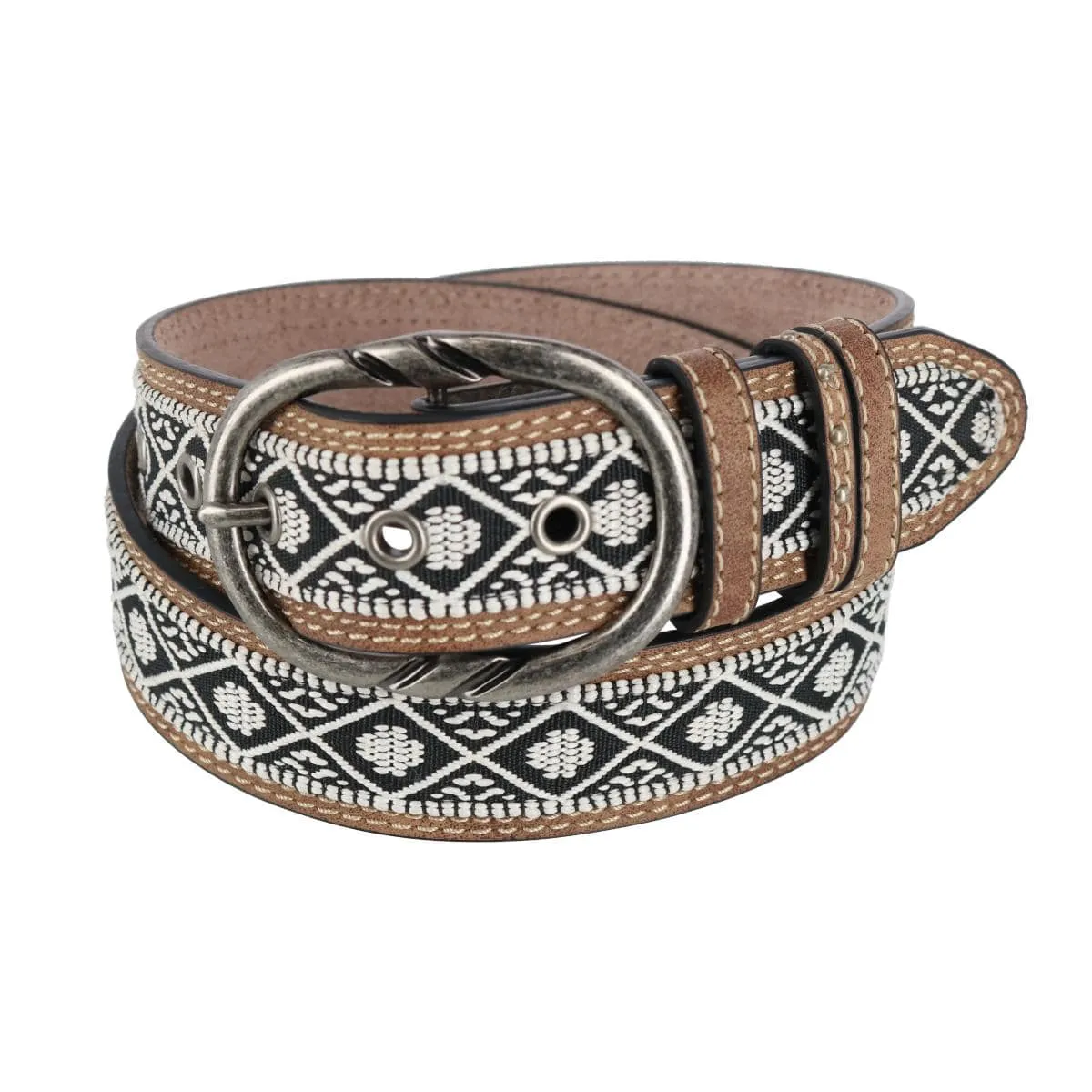 Cowgirls Rock Women's Aztec Ribbon Belt with Antiqued Buckle