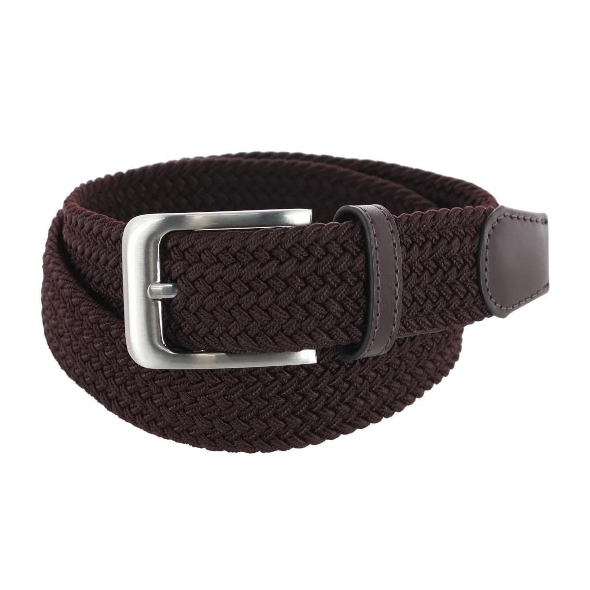 CTM® Men's Elastic Braided Stretch Belt with Silver Buckle