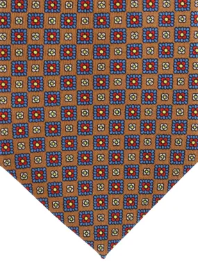 E. Marinella Tie Brown Blue Red Design - Wide Necktie