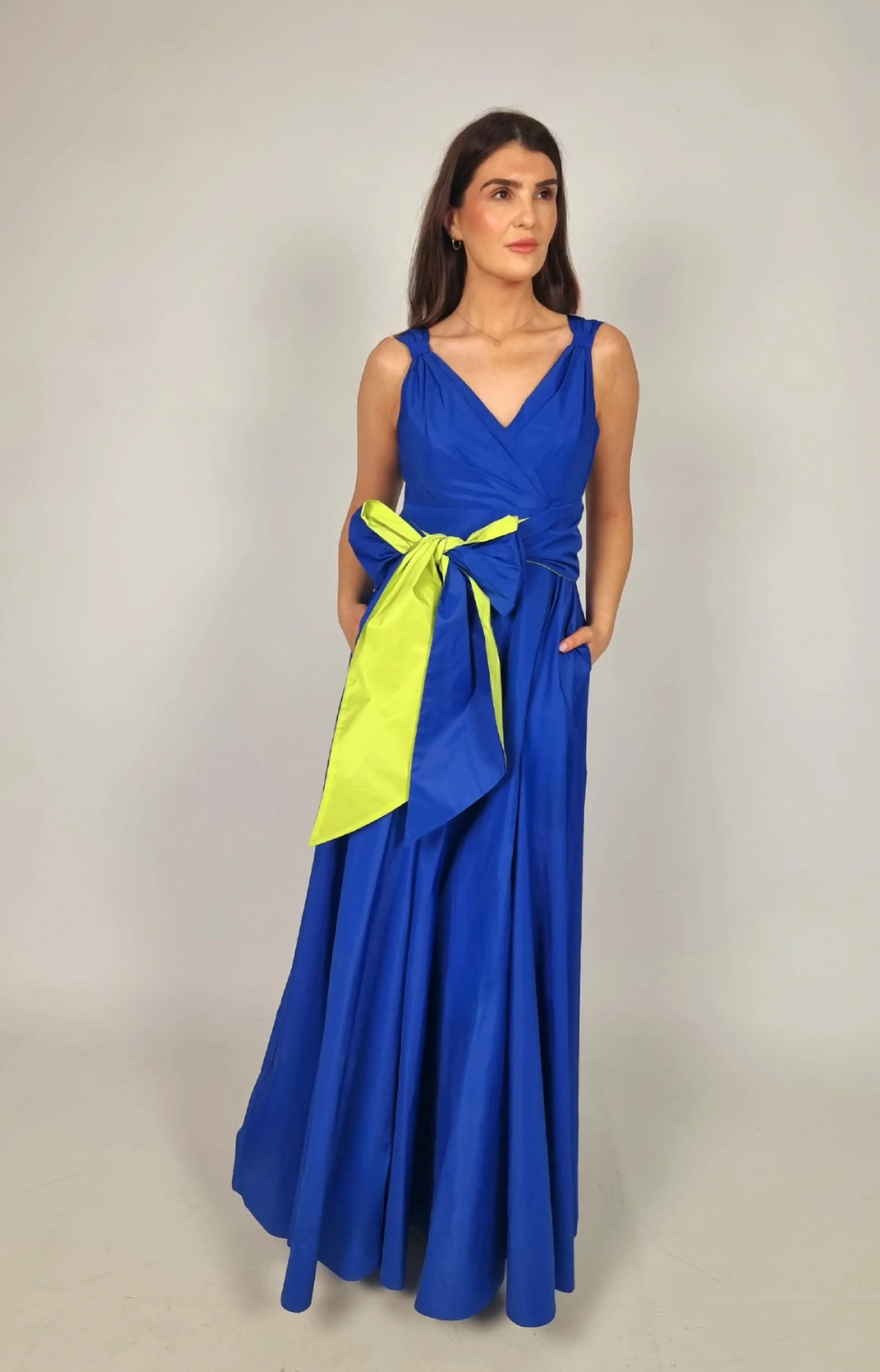 EDAS Tenerezza Cobalt Blue Taffeta Style Belted Dress