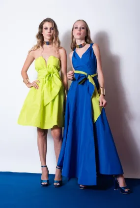 EDAS Tenerezza Cobalt Blue Taffeta Style Belted Dress