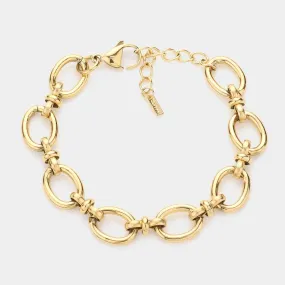 Gold Stainless Steel Handmade Gold Dipped Link Bracelet for Women