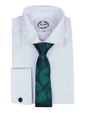 GREEN PAISLEY PRINT NECKTIE SET