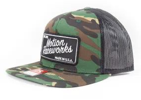 Motion Heritage Flat Bill Hat Green Camo/Black Snapback