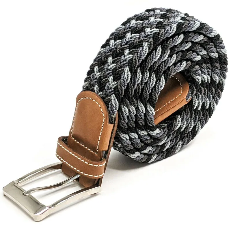 MROYALE™ Braided Canvas Belt | Elastic Stretch, Woven Fabric Men's Belt w/ Metal Buckle