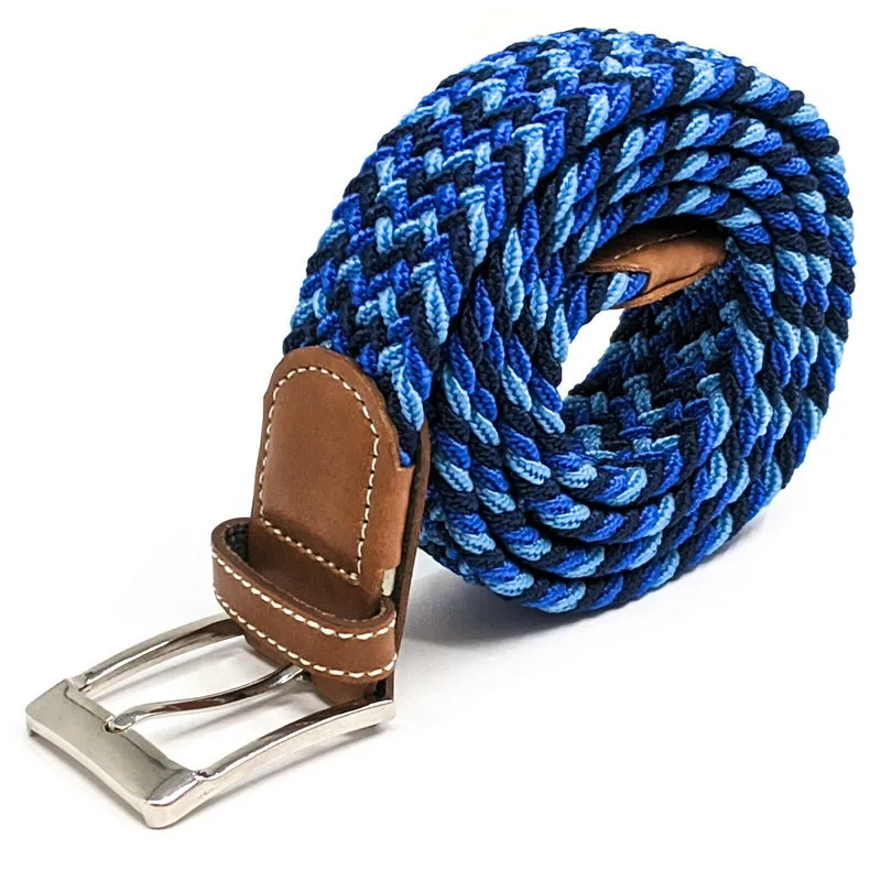 MROYALE™ Braided Canvas Belt | Elastic Stretch, Woven Fabric Men's Belt w/ Metal Buckle