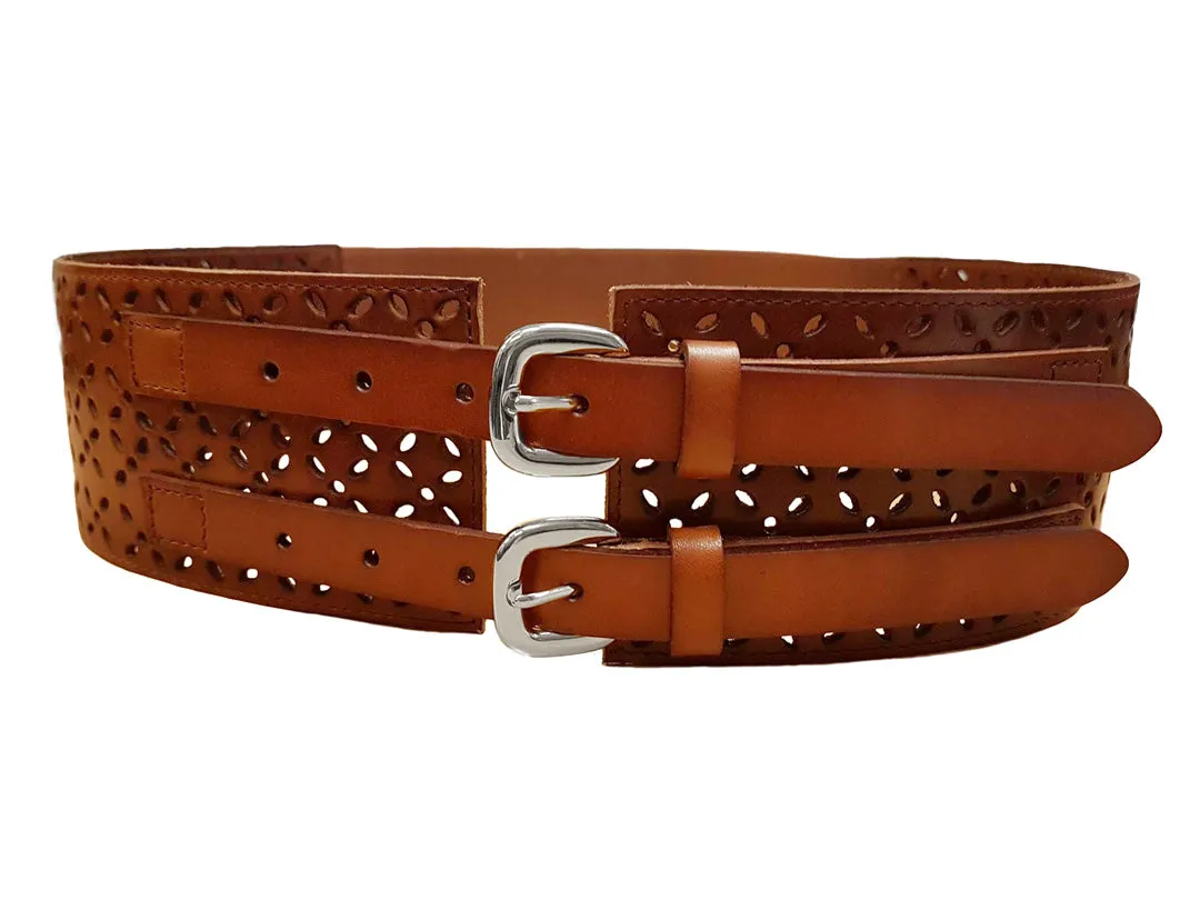 PICTON - Addison Road Double Buckle Tan Waist Belt