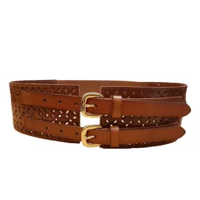 PICTON - Addison Road Double Buckle Tan Waist Belt