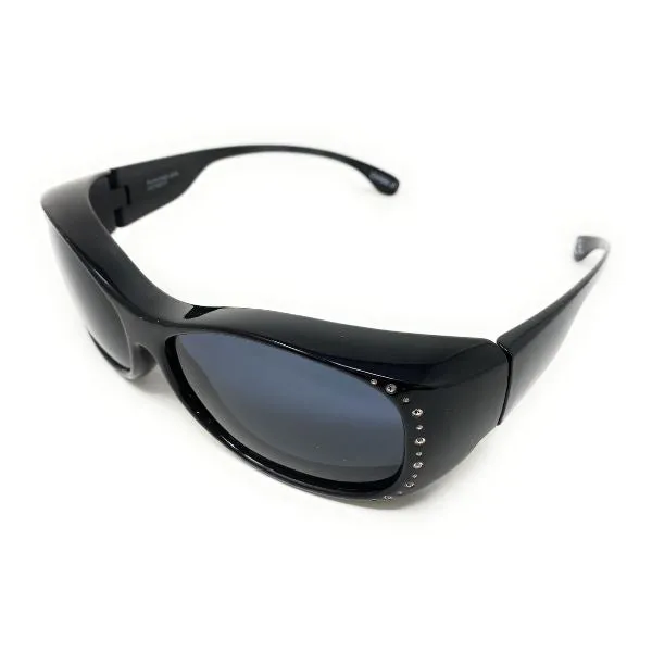 Polarised Sunglasses Optical Covers Over Spectacles BLACK Diamond Effect 571