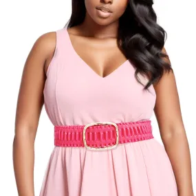 Wide Stretch Ruffle Belt - Fuchsia