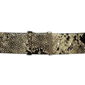 WORTH Leather Snakeskin-Print Belt - Taupe, Cream, Black